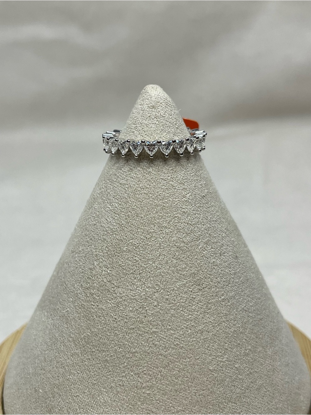 Sterling Silver Heart Eternity Ring with Moissanite